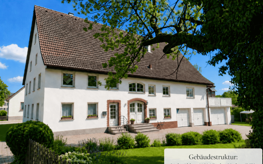 Zweifamilienhaus mit Werkstatt, Garagen, großem Grundstück und Entwicklungspotenzial in Meßkirch